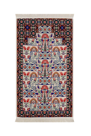 Black Carnation Pattern Tapestry Prayer Rug 
