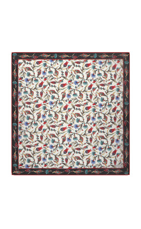 Black Carnation Tulip Pattern Soft Square Scarf 