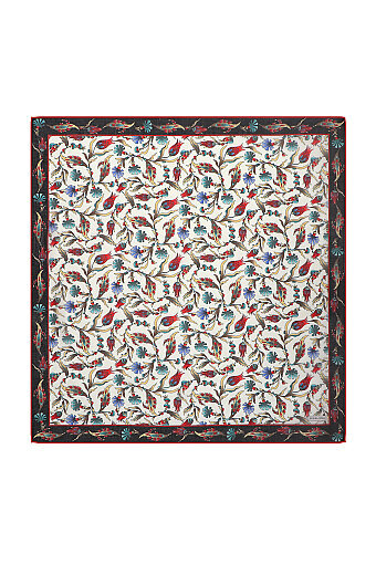 Black Carnation Tulip Pattern Soft Square Scarf 