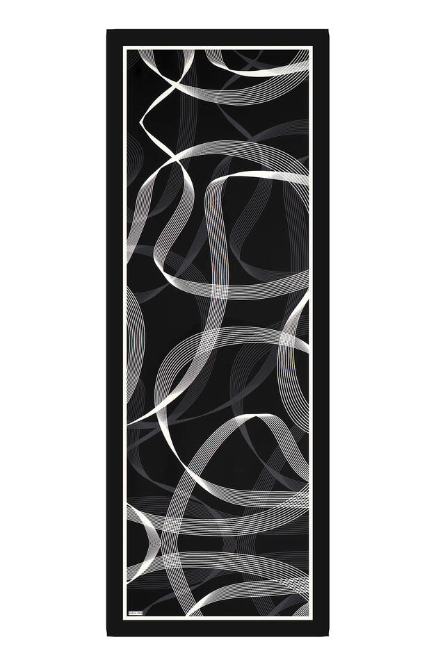 Black Carousel Pattern Twill Silk Scarf - 3