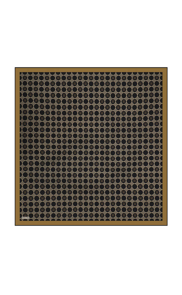 Black Chain Monogram Twill Silk Square Scarf - 2
