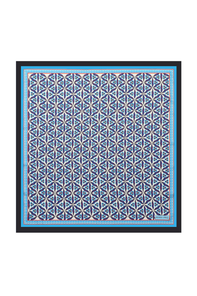 Black Çintemani Pattern Silky Pocket Square - 1