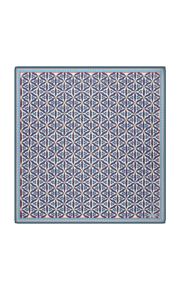 Black Çintemani Pattern Soft Square Scarf 