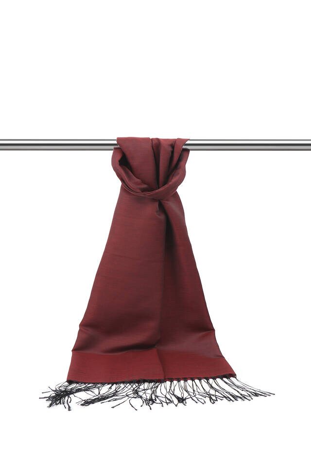 Black Claret Red Silk Look Scarf - 2