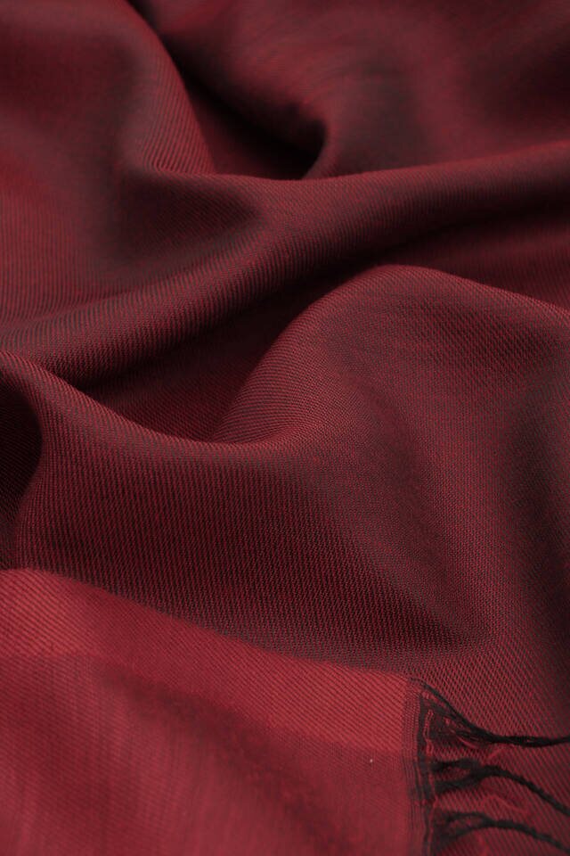 Black Claret Red Silk Look Scarf - 4