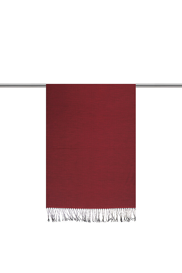 Black Claret Red Silk Look Scarf - Bursa İpek