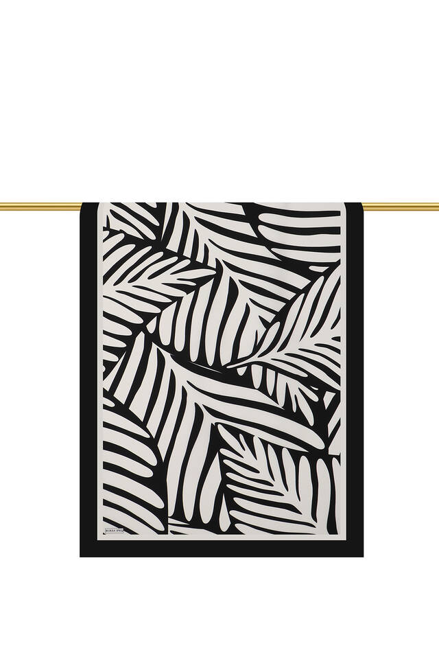 Black Crop Pattern Twill Silk Scarf - 3