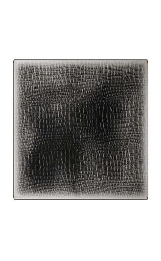 Black Deren Pattern Twill Silk Square Scarf 