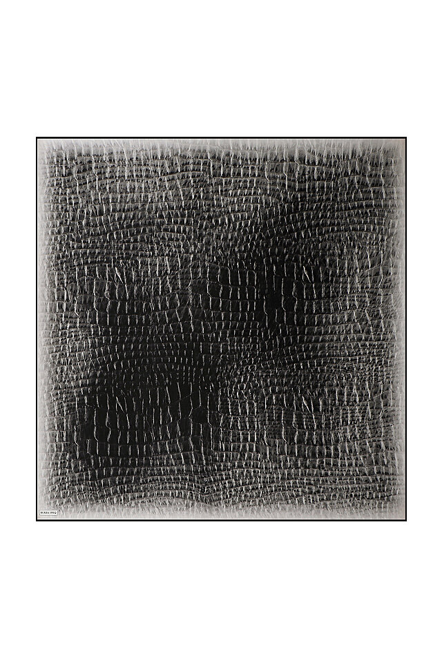 Black Deren Pattern Twill Silk Square Scarf - Bursa İpek