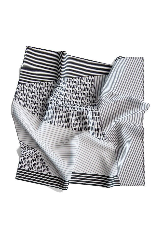 Black Drop Sura Silk Square Scarf - 4