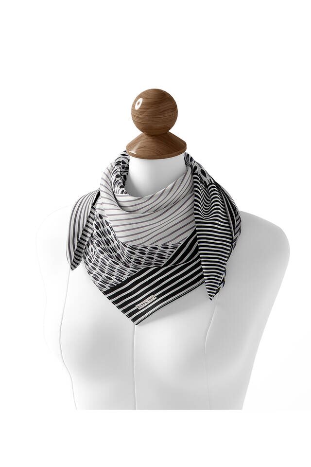 Black Drop Sura Silk Square Scarf - 3
