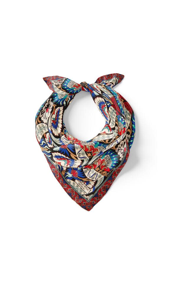 Black Ecru Peacock Pattern Silk Pocket Square - 2