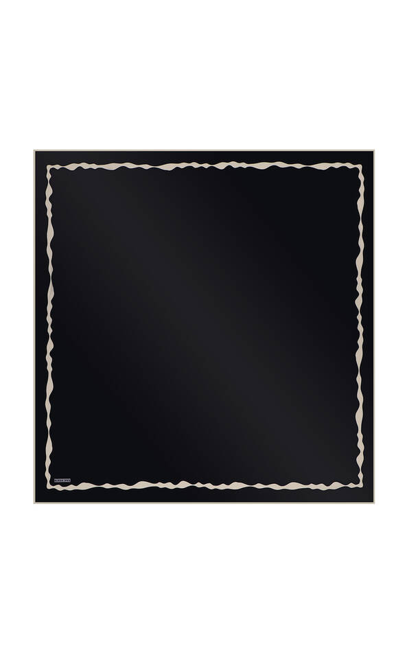 Black Edge Watery Wave Silk Square Scarf - 2
