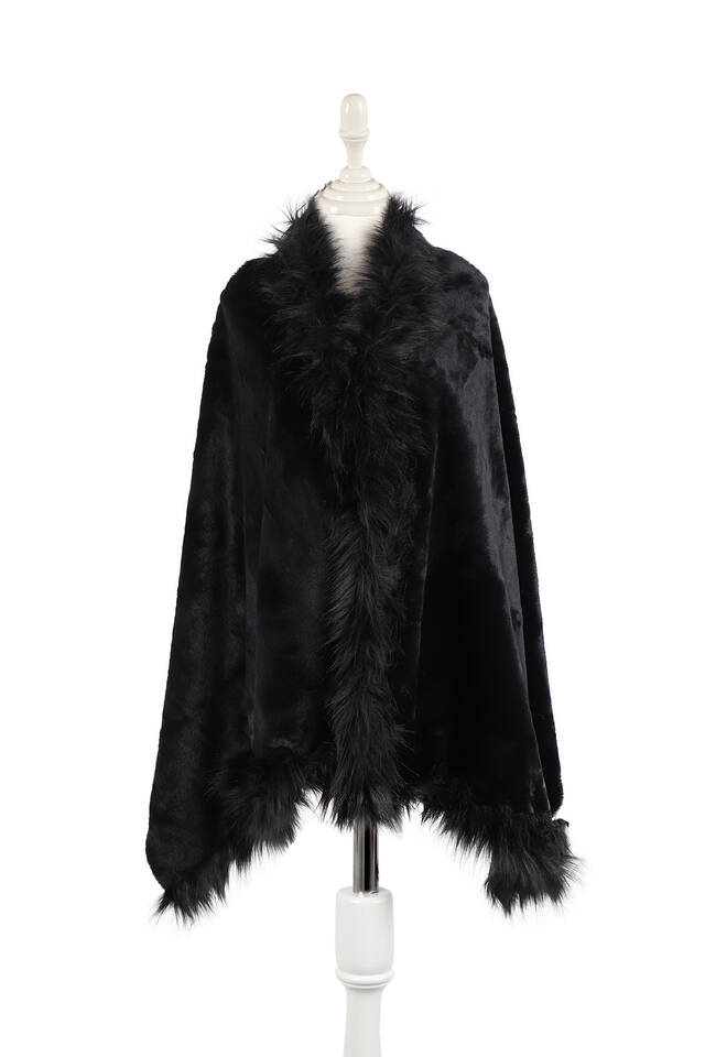 Black Fur Shoulder Shawl - Bursa İpek