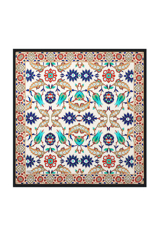 Black Gold Efes Pattern Silk Square Scarf 