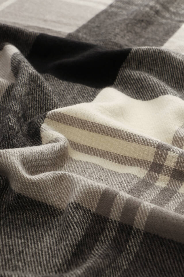 Black Gray Patterned Winter Shawl - 4