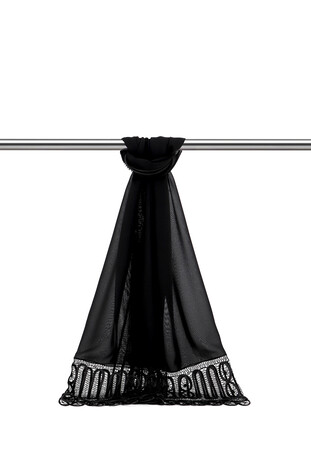 Black Handcrafted Lace Angles Scarf 