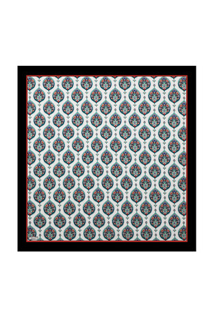 Black Hatai Pattern Silk Square Scarf 