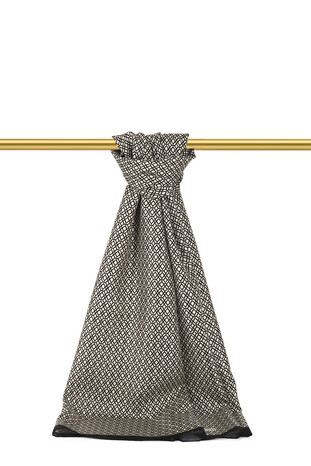 Black Honeycomb Pattern Twill Silk Scarf 