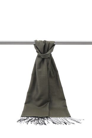 Black Khaki Silk Look Scarf 