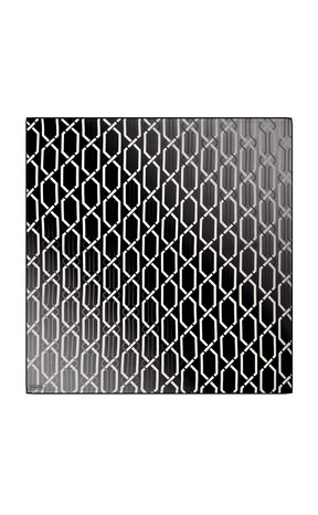 Black Knitted Pattern Sura Silk Square Scarf 