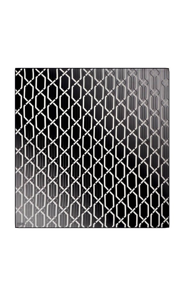 Black Knitted Pattern Sura Silk Square Scarf 