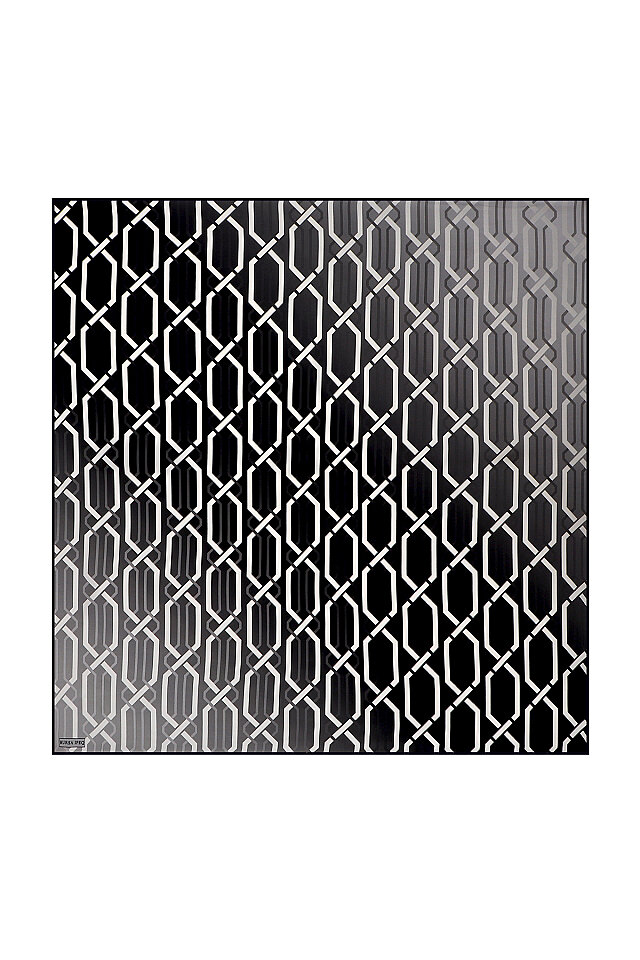 Black Knitted Pattern Sura Silk Square Scarf - Bursa İpek