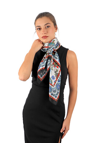 Black Lily Pattern Voile Silk Foulard 