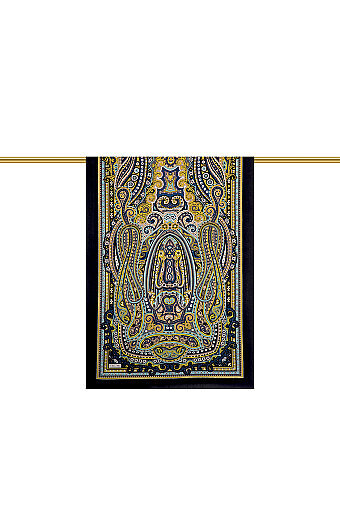 Black Marrakesh Pattern Sura Silk Scarf 
