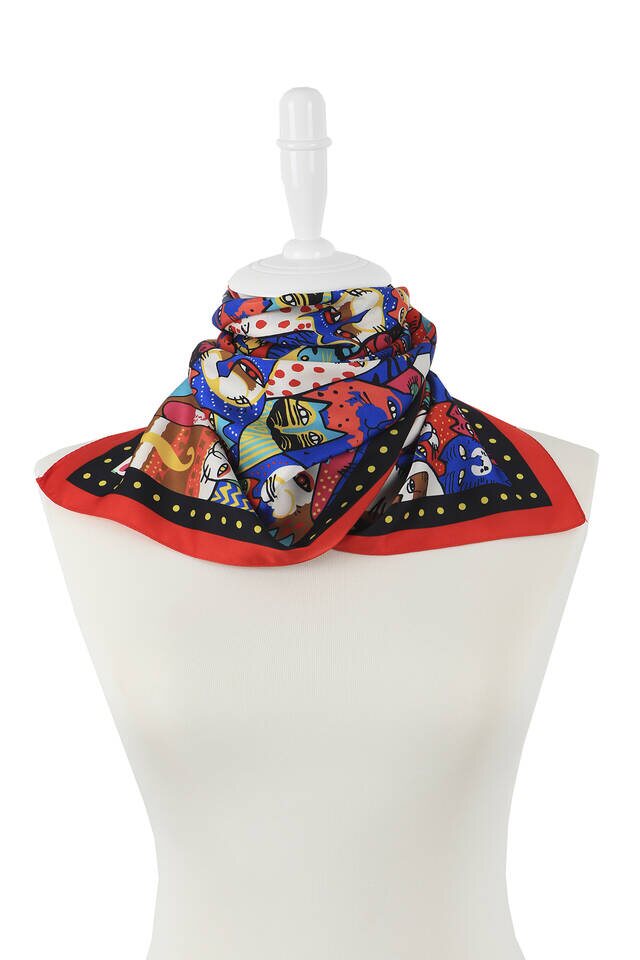 Black Mustard Patterned Silky Foulard - 2