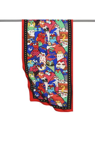 Black Mustard Patterned Silky Foulard 