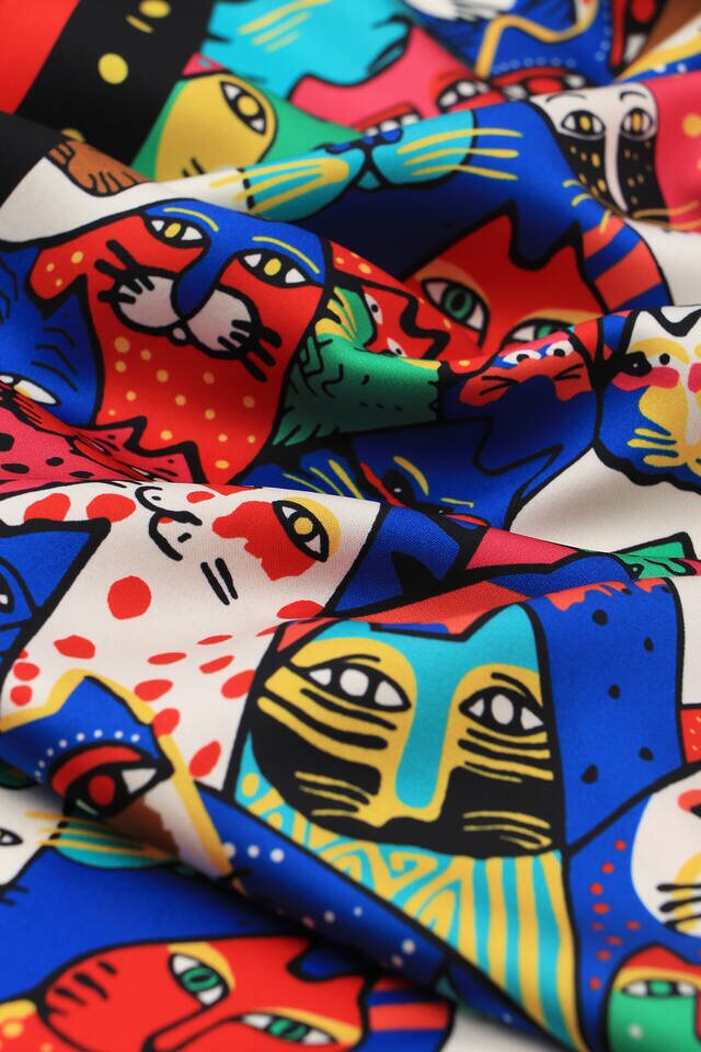 Black Mustard Patterned Silky Foulard - 3