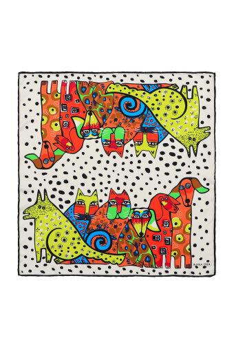 Black Orange Patterned Silky Pocket Square 