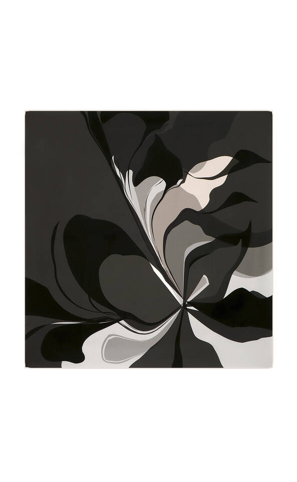 Black Orchid Pattern Twill Silk Square Scarf - 2