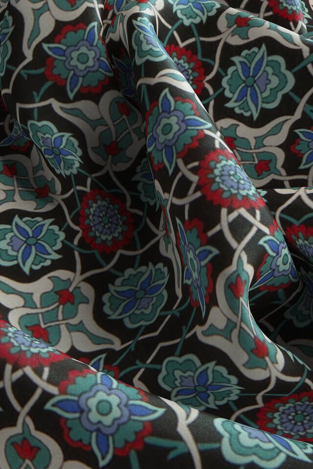 Black P.Green Tile Spiral Pattern Silk Pocket Square - 3