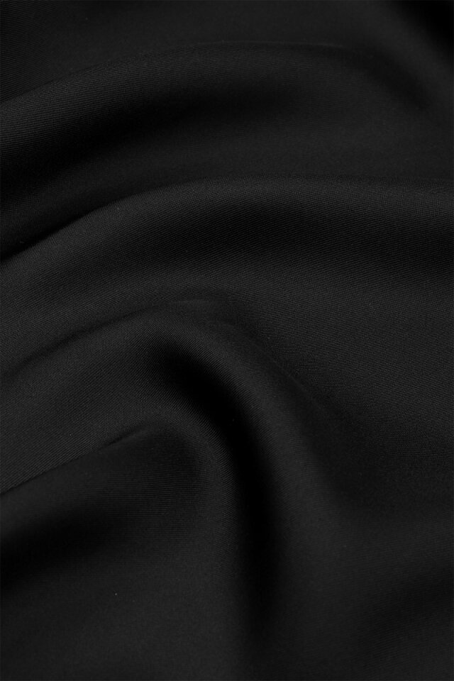 Black Plain Twill Silk Square Scarf - 4