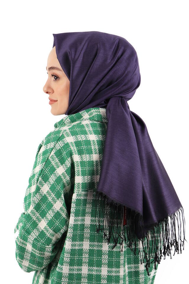 Black Purple Silk Look Scarf 