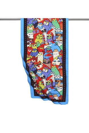 Black Red Patterned Silky Foulard 