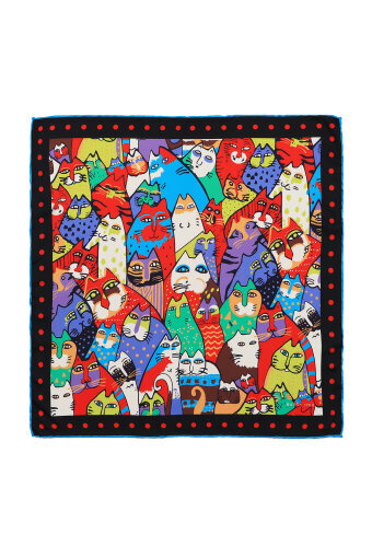 Black Red Patterned Silky Pocket Square 