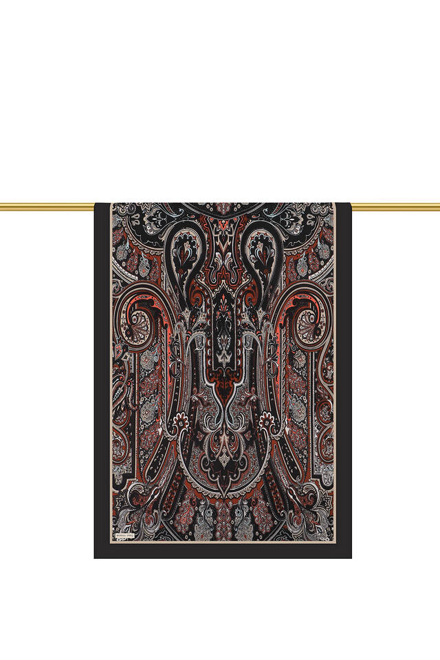 Black Sahara Pattern Sura Silk Scarf - 2