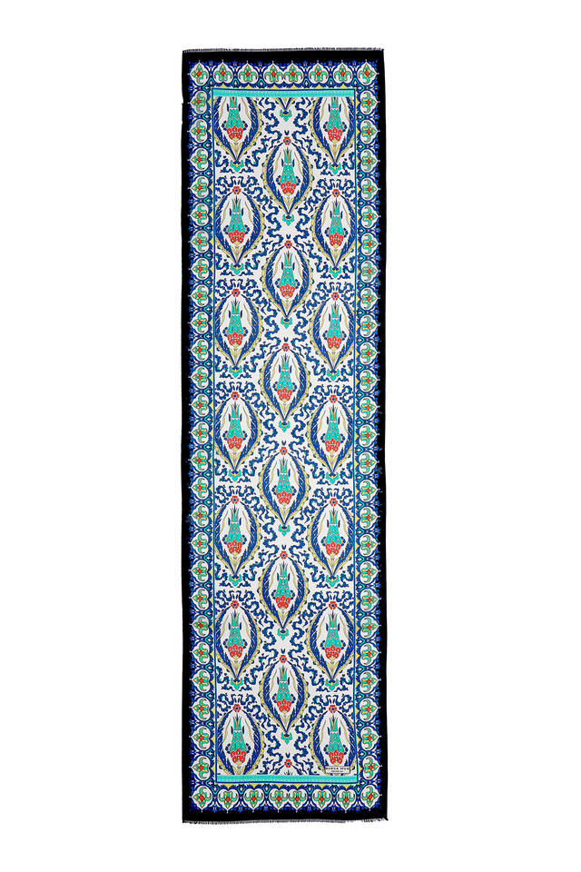 Black Saks Large Tulip Voile Silk Foulard - 4