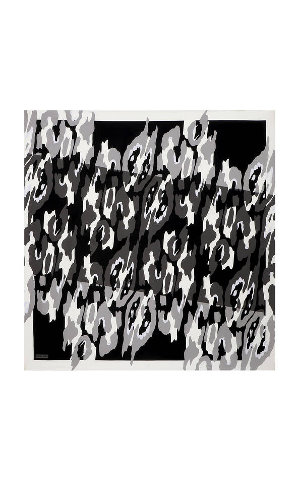 Black Sare Pattern Twill Silk Square Scarf - 2