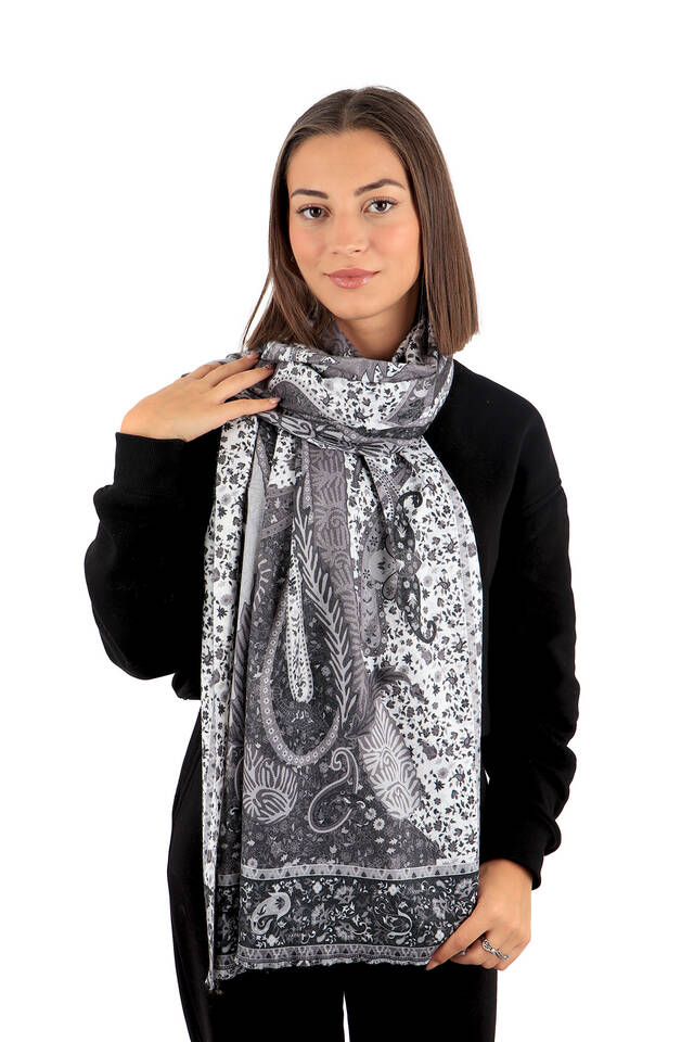 Black Shawl Pattern Winter Shawl - 2