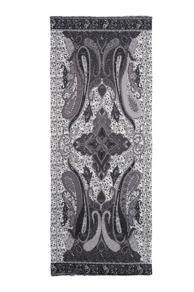 Black Shawl Pattern Winter Shawl - 4