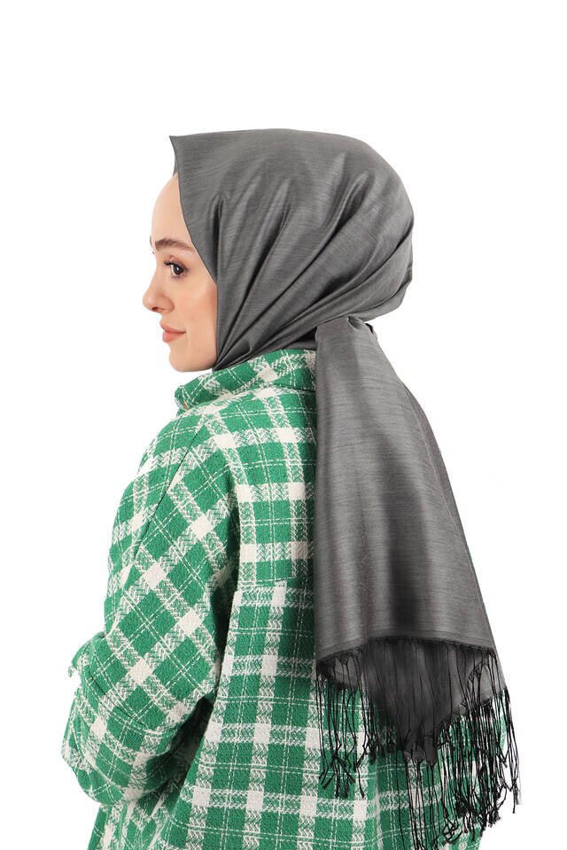 Black Smoked Silk Look Scarf - 2