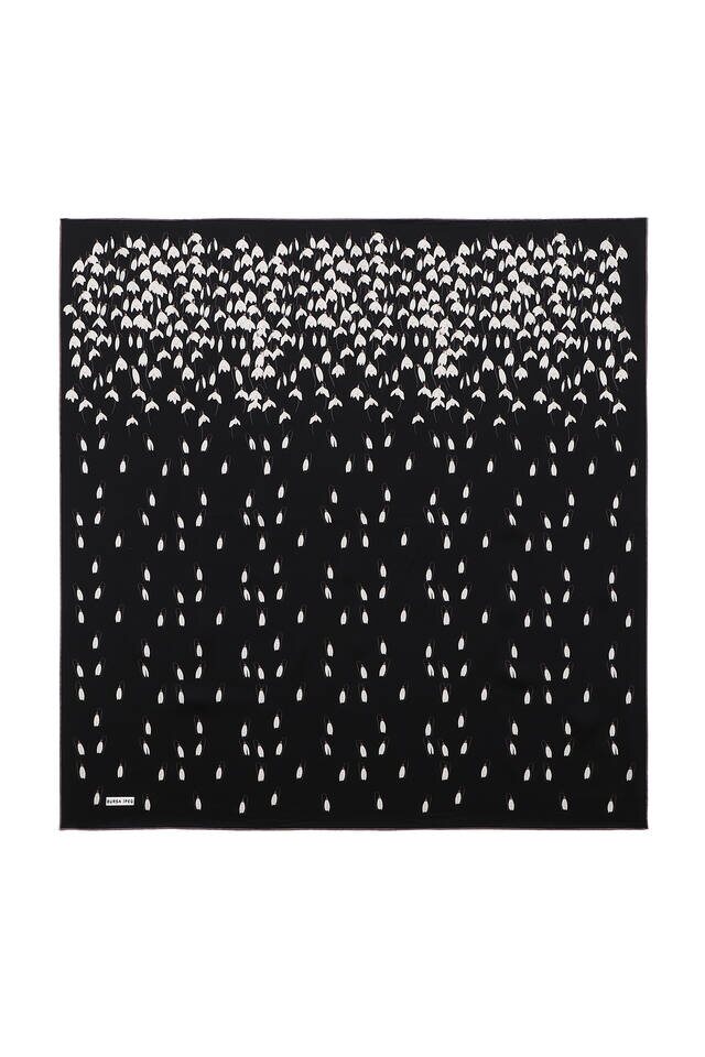 Black Snowdrop Sura Silk Square Scarf - 2