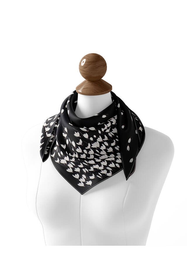 Black Snowdrop Sura Silk Square Scarf - 3