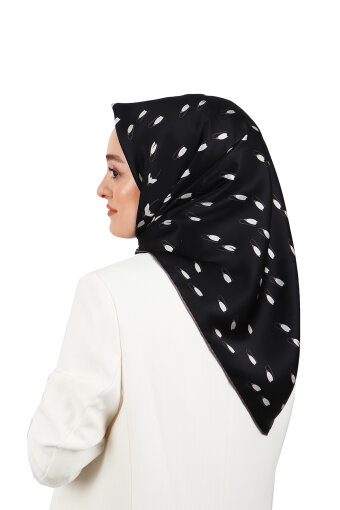 Black Snowdrop Sura Silk Square Scarf 