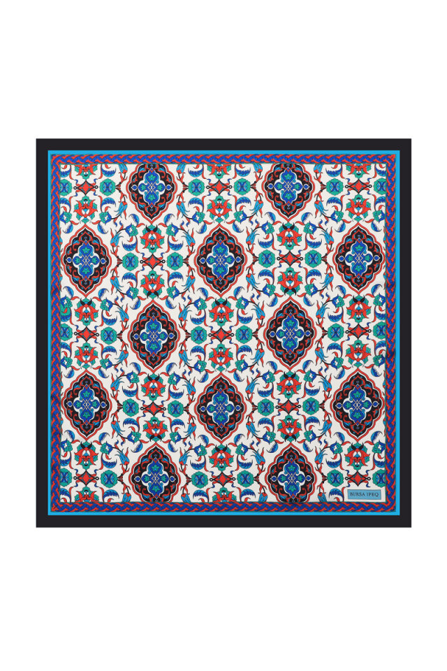 Black Tile Pattern Silky Pocket Square - Bursa İpek