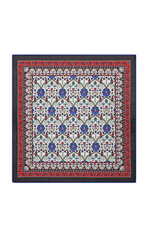 Black Tile Tulip Pattern Soft Square Scarf 